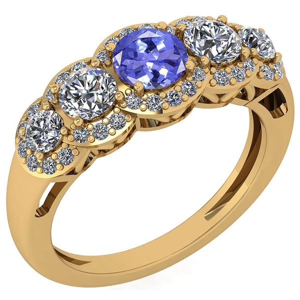 Certified 1.42 Ctw Tanzanite And Diamond VS/SI1 Halo Ri