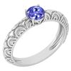 Image 1 : Certified 0.45 Ctw Tanzanite Solitaire Ring with Filigr