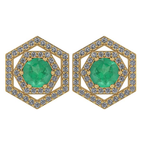 Certified 1.38 Ctw Emerald And Diamond 14k Yellow Gold
