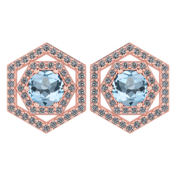 Certified 1.38 Ctw Aquamarine And Diamond 14k Rose Gold