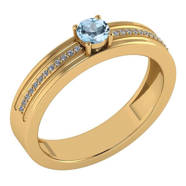 Certified 0.29 Ctw Aquamarine And Diamond 18k Yellow Go