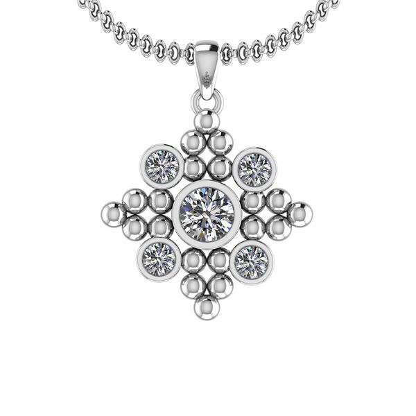 Certified 0.90 Ctw Diamond I1/I2 10k White Gold Pendant