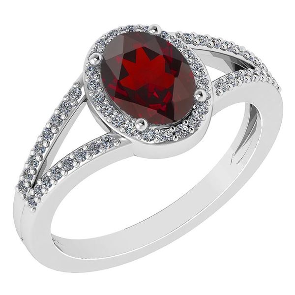 Certified 1.52 Ctw Garnet And Diamond 14k White Gold Ha