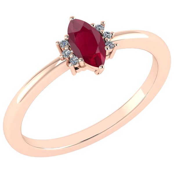 Certified 0.68 Ctw Ruby And Diamond VS/SI1 Ring 14k Ros