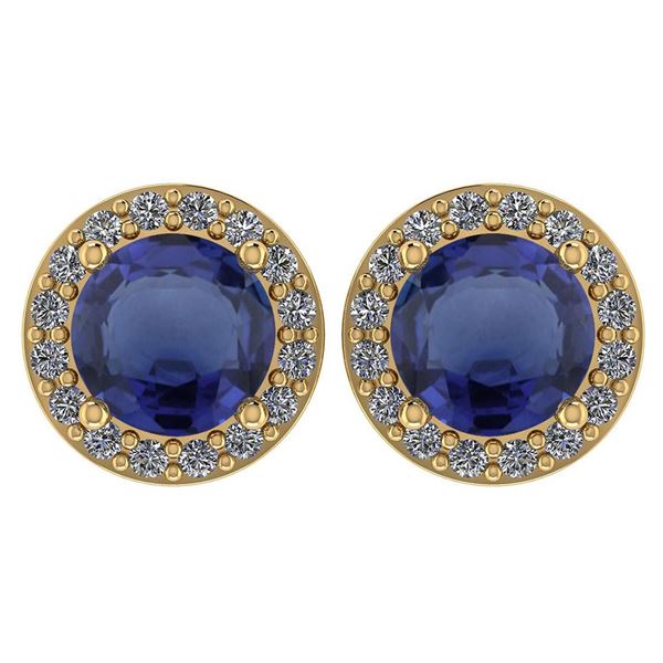 Certified 1.06 Ctw Blue Sapphire And Diamond 18K Yellow