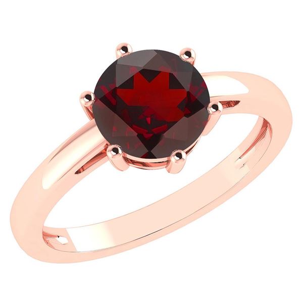Certified 2.00Ctw Genuine Garnet 14k Rose Gold Halo Rin