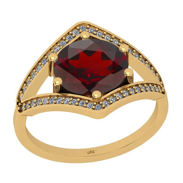 Certified 2.33 Ctw I2/I3 Garnet And Diamond 14K Yellow