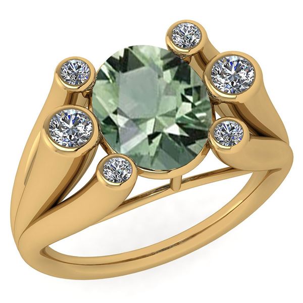 Certified 2.82 Ctw Green Amethyst And Diamond VS/SI1 Ri