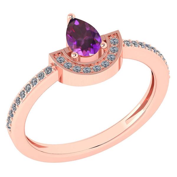 Certified 0.64 Ctw Amethyst And Diamond 14k Rose Gold R