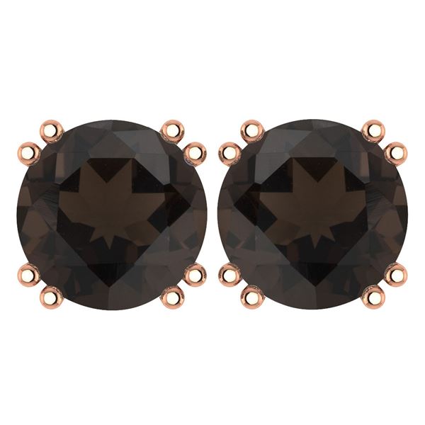 Certified 6.00 Ctw Genuine Smoky Quarzt 14K Rose Gold S