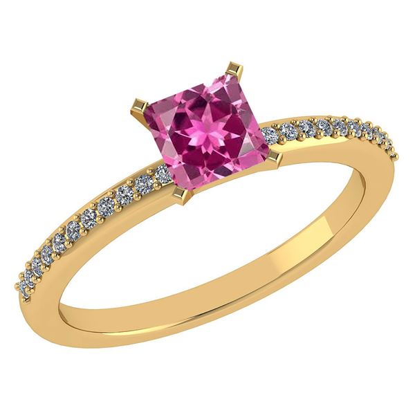 Certified 0.86 Ctw Pink Tourmaline And Diamond 18k Yell