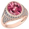 Image 1 : Certified 6.18 Ctw Pink Tourmaline And Diamond VS/SI1 H