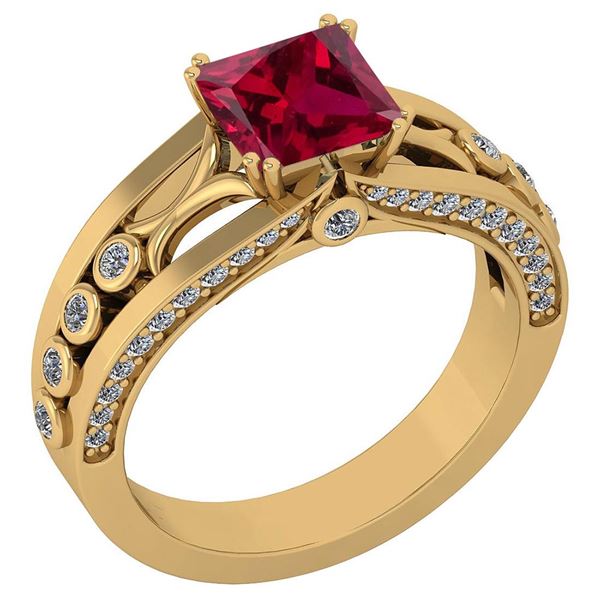 Certified 1.53 Ctw Ruby And Diamond Wedding/Engagement
