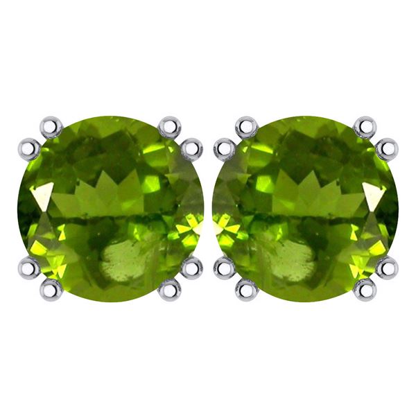 Certified 6.00 Ctw Genuine Peridot 14K White Gold Stud