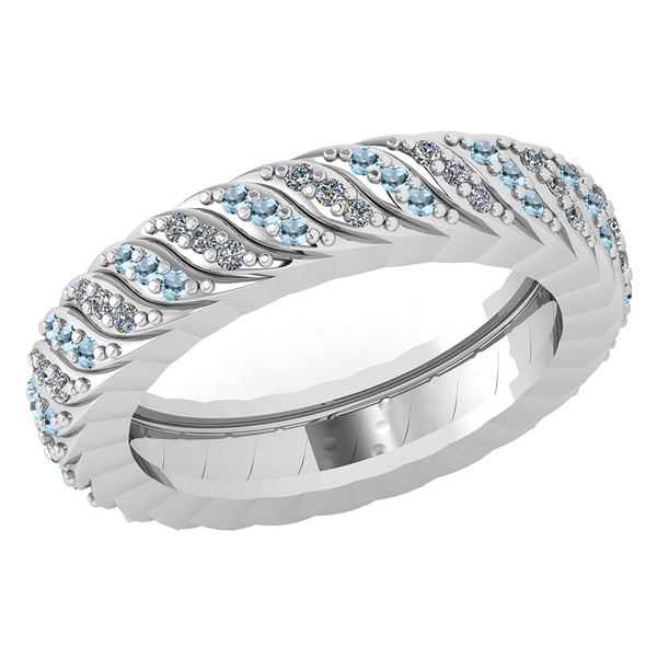 Certified 0.52 Ctw Aquamarine And Diamond 14k Yellow Go