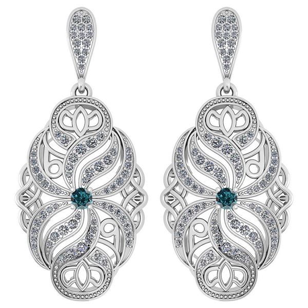 Certified 1.18 Ctw Treated Fancy Blue Diamond And White