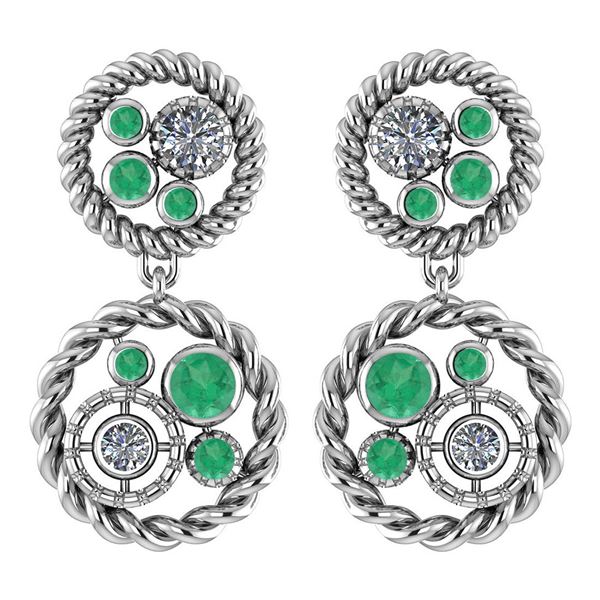 Certified 1.64 Ctw Emerald And Diamond 14K White Gold S