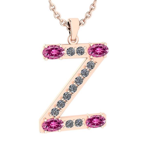 Certified 1.33 Ctw Pink Tourmaline And Diamond Alphabet