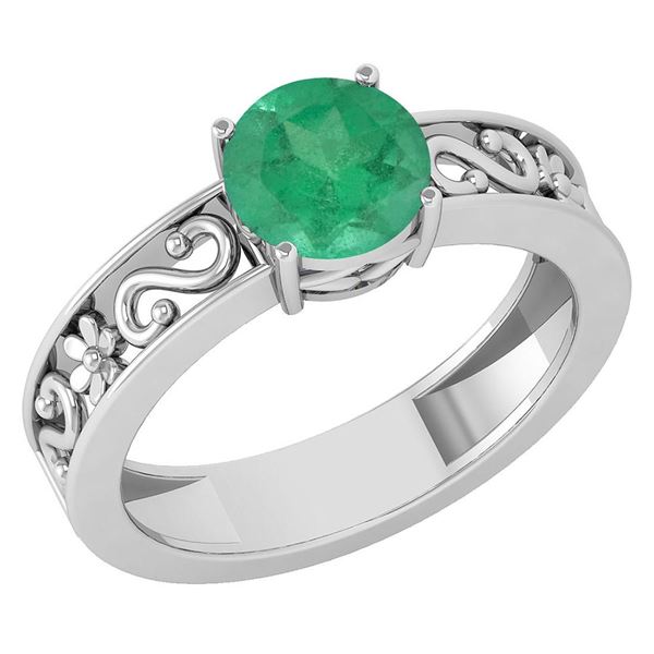Certified 1.25 Ctw Emerald Solitaire Ring with Filigree