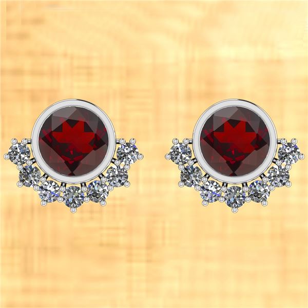 Certified 2.00 Ctw Garnet And Diamond I1/I2 10K White G