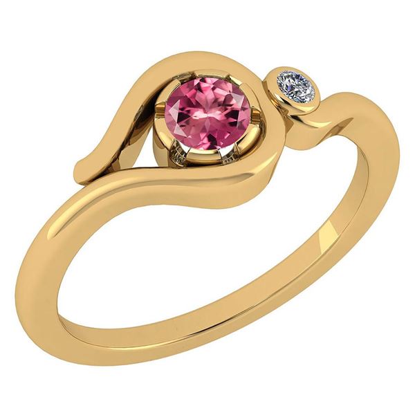 Certified 0.28 Ctw Pink Tourmaline And Diamond VS/SI1 1