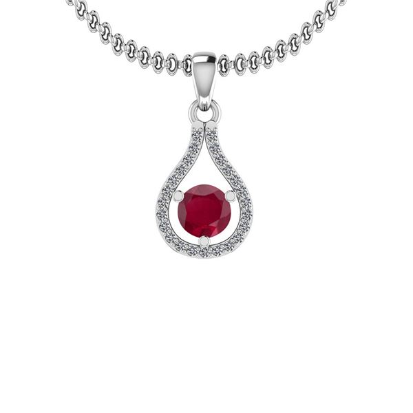 Certified 1.12 Ctw Ruby And Diamond VS/SI1 18k White Go