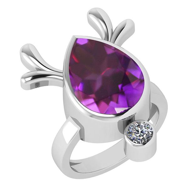 Certified 5.75 Ctw Amethyst And Diamond VS/SI1 Ring 14K