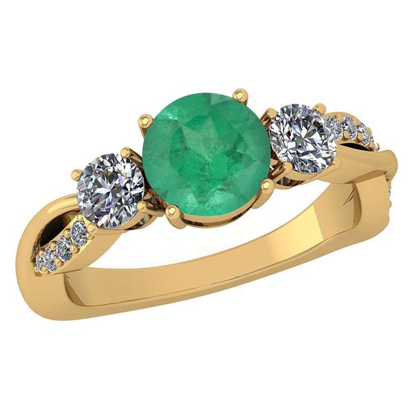 Certified 1.86 Ctw Emerald And Diamond VS/SI2 3 Stone R