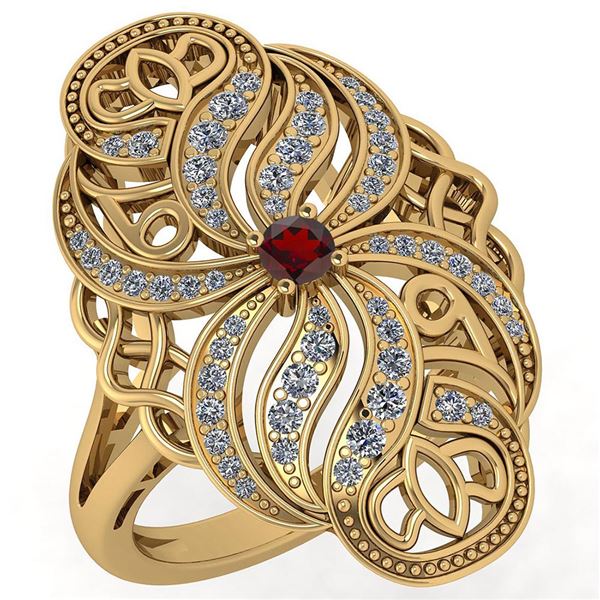 Certified 0.59 Ctw Garnet And White Diamond Wedding/Eng