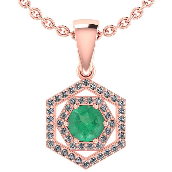 Certified 0.69 Ctw Emerald And Diamond 14k Rose Gold Ha
