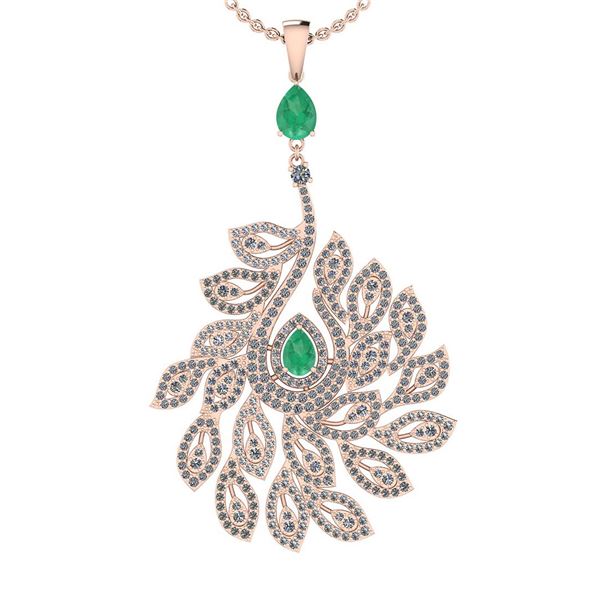 Certified 3.99 Ctw SI2/I1 Emerald And Diamond 14K Rose