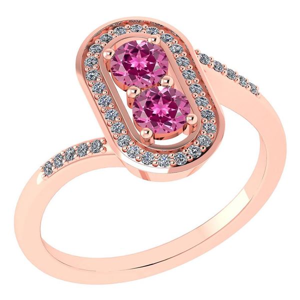 Certified 0.68 Ctw Pink Tourmaline And Diamond 14k Rose