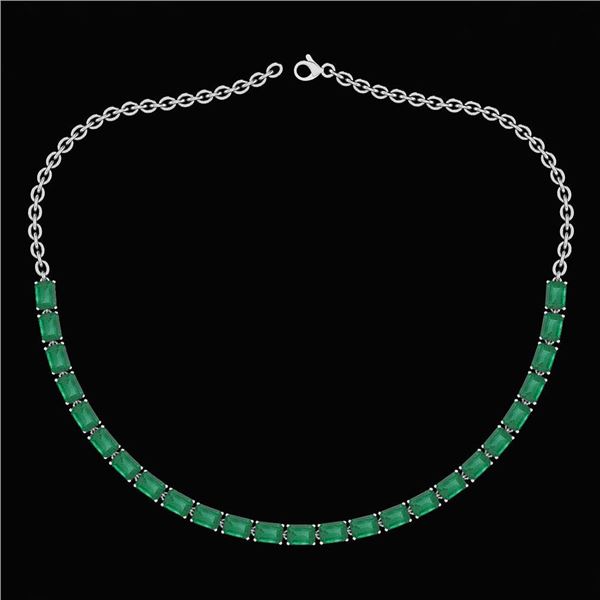Certified 12.50 Ctw Emerlad Emerlad Cut Shape Necklace