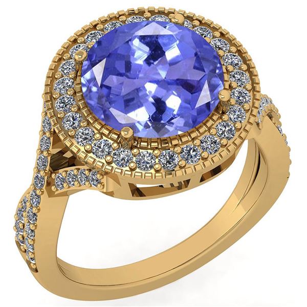 Certified 4.13 Ctw Tanzanite And Diamond VS/SI1 Engagem