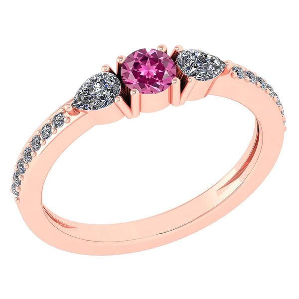 Certified 0.78 Ctw Pink Tourmaline And Diamond 14k Rose