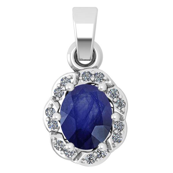 Certified 0.38 Ctw Blue Sapphire And Diamond 14k White