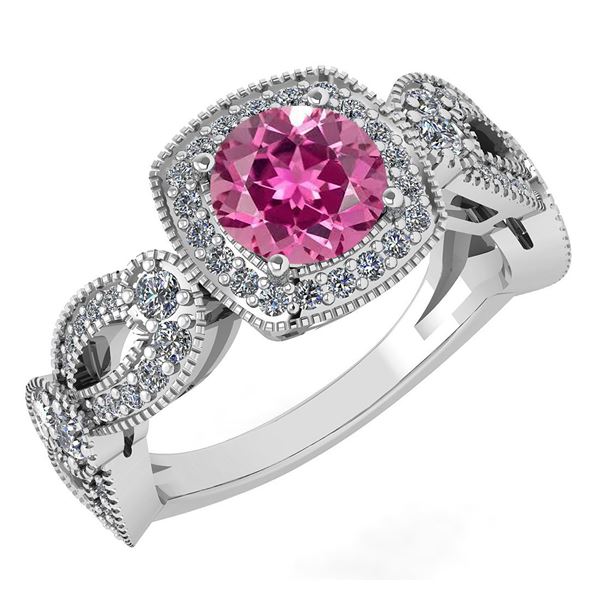 Certified 1.83 Ctw Pink Tourmaline And Diamond Wedding/