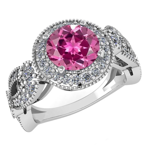 Certified 1.90 Ctw Pink Tourmaline And Diamond Wedding/
