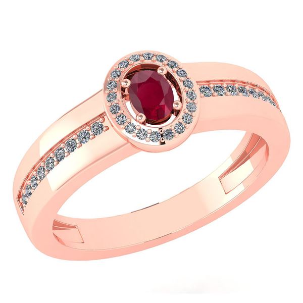 Certified 0.35 Ctw Ruby And Diamond 14K Rose Gold Promi