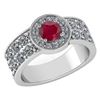 Image 1 : Certified 1.92 Ctw Ruby And Diamond 14k White Gold Halo