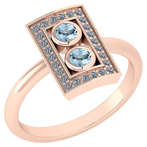 Certified 0.31 Ctw Blue Topaz And Diamond 14k Rose Gold