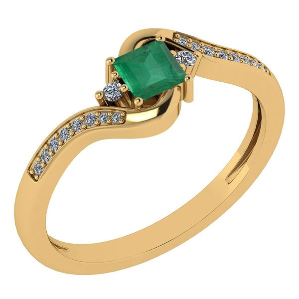 Certified 0.51 Ctw Emerald And Diamond 14k Yellow Gold