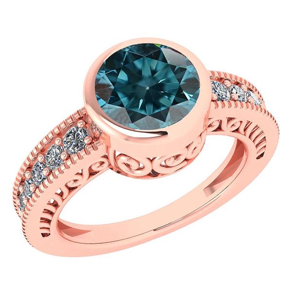 Certified 1.55 Ctw Treated Fancy Blue Diamond Wedding/E