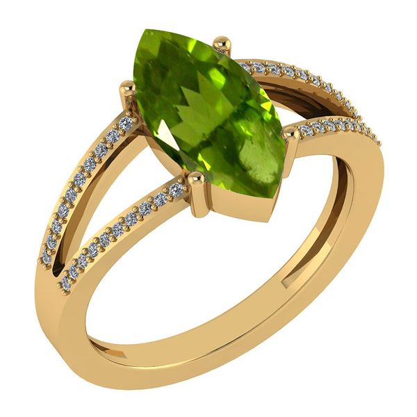 Certified 2.20 Ctw Peridot And Diamond VS/SI1 Ring 14k