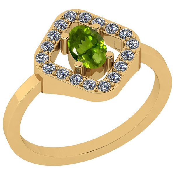 Certified 0.60 Ctw Peridot And Diamond I2/I3 10K Yellow
