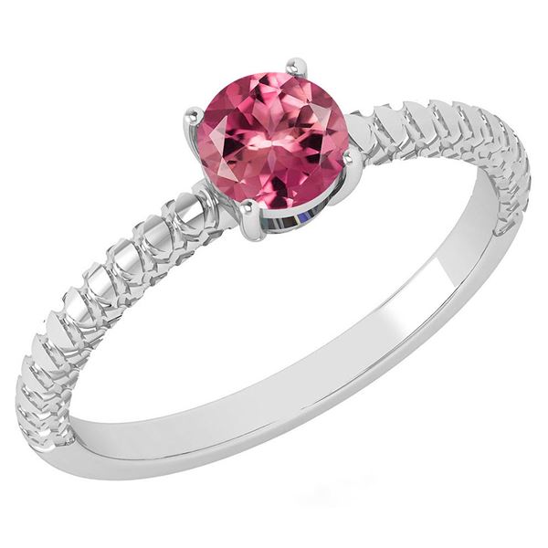 Certified 0.45 Ctw Pink Tourmaline Solitaire Ring with