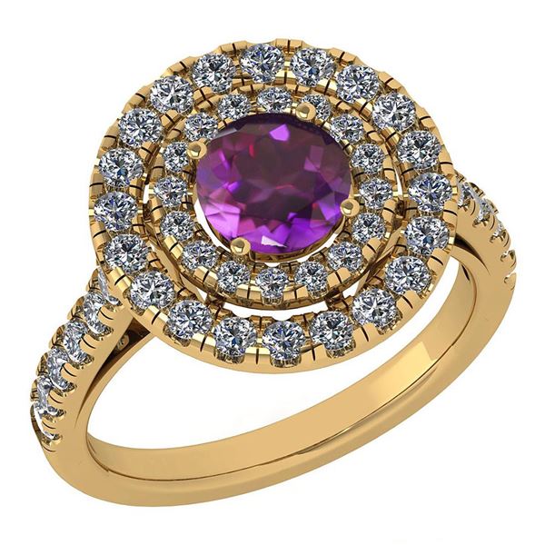 Certified 1.99 Ctw Amethyst And Diamond Wedding/Engagem