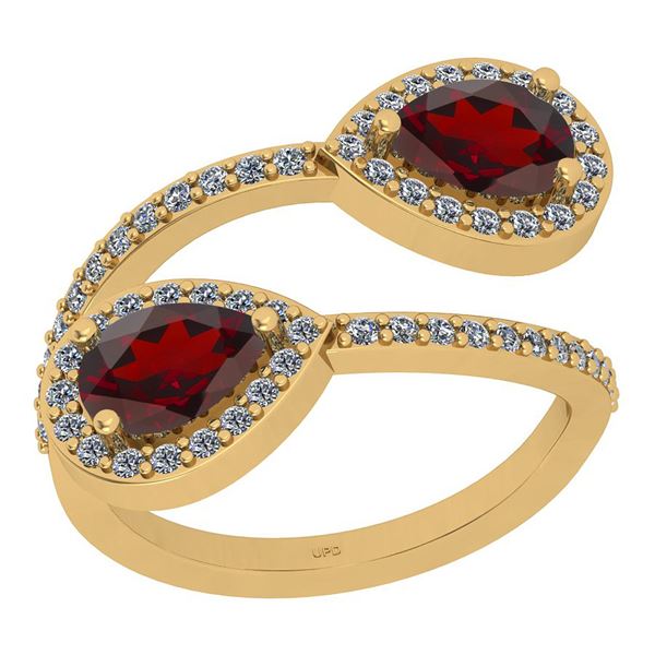 Certified 1.96 Ctw I2/I3 Garnet And Diamond 14K Yellow