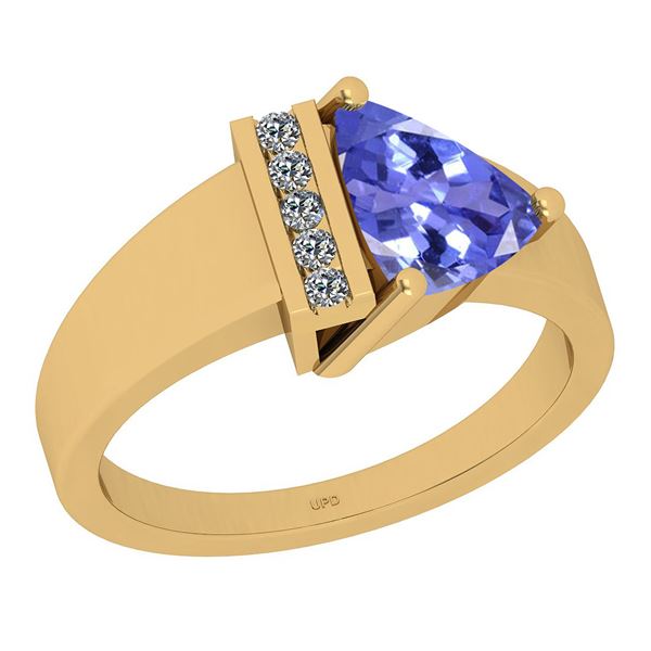 Certified 0.31 Ctw I2/I3 Tanzanite And Diamond 14K Yell