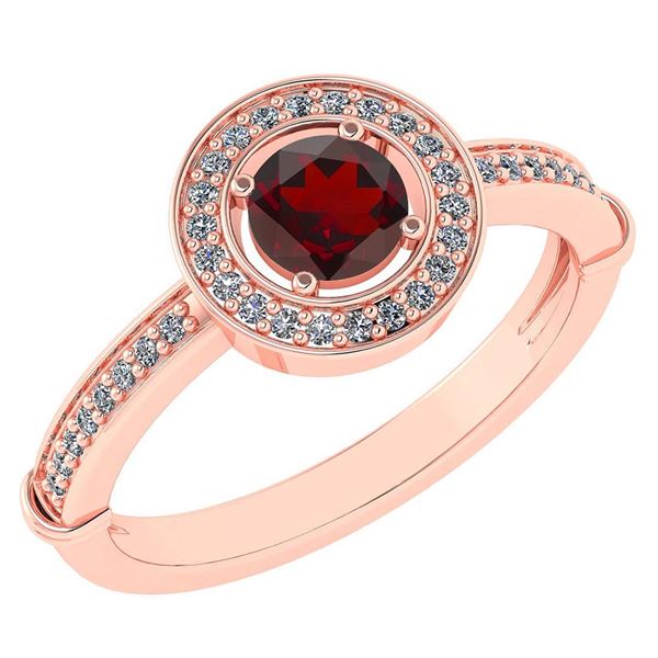 Certified 0.94 Ctw Garnet And Diamond 14k Rose Gold Rin